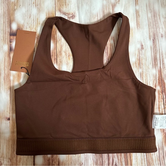 Girlfriend Collective Cafe Brown Paloma Racerback Sports Bra Style 1002 Sz L - Picture 12 of 13